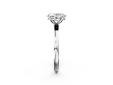 White gold Oval Solitaire Diamond Ring with Thin Band and Four-Prong Setting_5