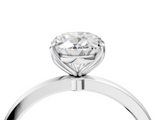 White gold Oval Solitaire Diamond Ring with Thin Band and Four-Prong Setting_7