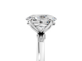 White gold Oval Solitaire Diamond Ring with Thin Band and Four-Prong Setting_8