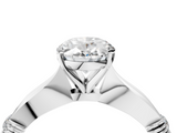 White gold Oval Solitaire Diamond Twisted Band with Four-Prong Setting_64