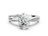White gold Oval Solitaire Diamond Twisted Band with Four-Prong Setting_64
