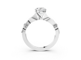 White gold Oval Solitaire Diamond Twisted Band with Four-Prong Setting_67