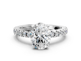 White gold Oval Solitaire Diamond with Pavé Band and Four-Prong Setting_89