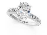 White gold Oval Solitaire Diamond with Pavé Band and Four-Prong Setting_90