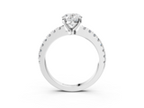 White gold Oval Solitaire Diamond with Pavé Band and Four-Prong Setting_92