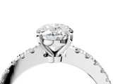 White gold Oval Solitaire Diamond with Pavé Band and Four-Prong Setting_93