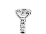 White gold Oval Solitaire Diamond with Pavé Band and Four-Prong Setting_94