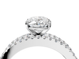 White gold Oval Solitaire Diamond with Pave and Channel Set Band_108