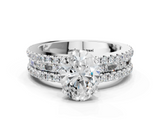 White gold Oval Solitaire Diamond with Pave and Channel Set Band_112