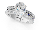 White gold Oval Solitaire Diamond with Pave and Channel Set Band_113
