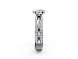 White gold Oval Solitaire Diamond with Pave and Channel Set Band_113