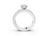 White gold Oval Solitaire Diamond with Pave and Channel Set Band_114