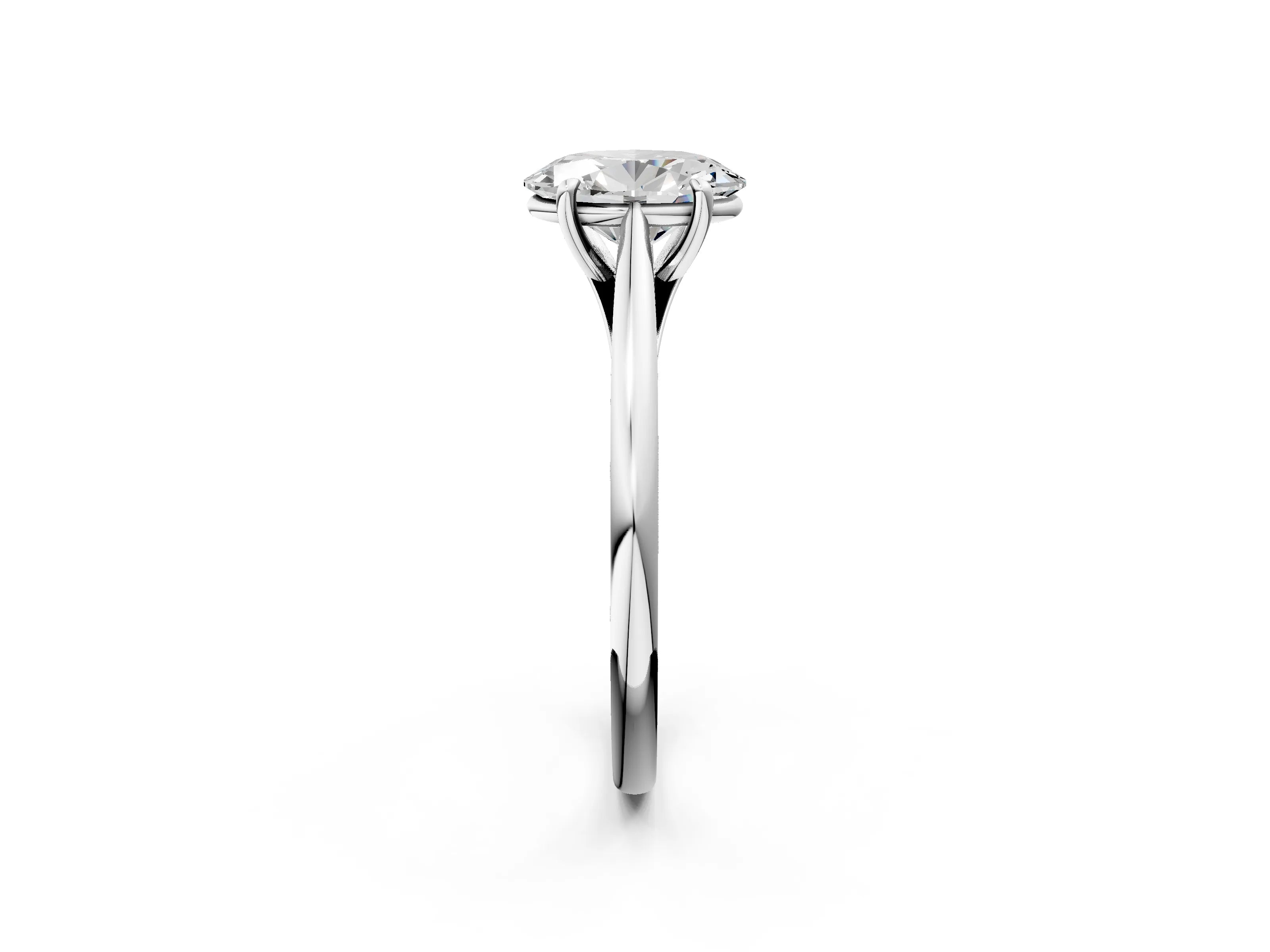 White gold Oval Solitaire Engagement Ring with Four-Prong Setting and Classic Band 3