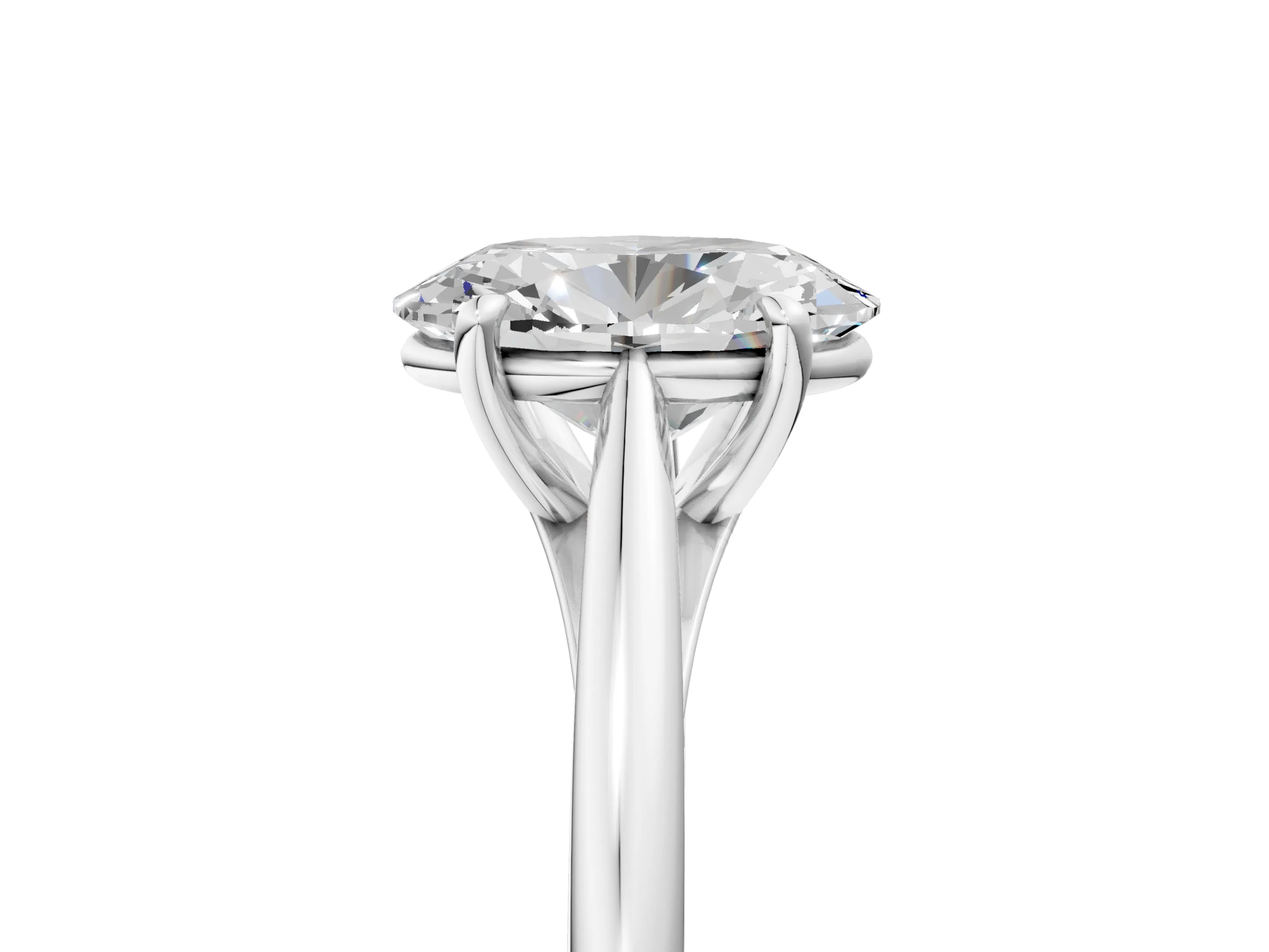 White gold Oval Solitaire Engagement Ring with Four-Prong Setting and Classic Band