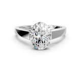 White gold Oval Solitaire Engagement Ring with Four-Prong Setting and Tapered Band_23