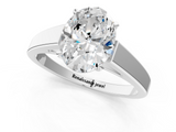 White gold Oval Solitaire Engagement Ring with Four-Prong Setting and Tapered Band_24