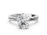 White gold Oval Solitaire Engagement Ring with Scrollwork Band and Four-Prong Setting_155