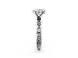 White gold Oval Solitaire Engagement Ring with Scrollwork Band and Four-Prong Setting_157
