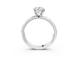 White gold Oval Solitaire Engagement Ring with Scrollwork Band and Four-Prong Setting_158