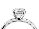 White gold Oval Solitaire Engagement Ring with Scrollwork Band and Four-Prong Setting_159