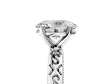 White gold Oval Solitaire Engagement Ring with Scrollwork Band and Four-Prong Setting_161