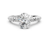 White gold Oval Solitaire Floral Milgrain Engagement Ring_31