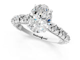 White gold Oval Solitaire Floral Milgrain Engagement Ring_32