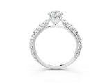 White gold Oval Solitaire Floral Milgrain Engagement Ring_34