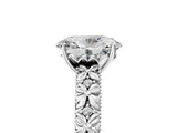 White gold Oval Solitaire Floral Milgrain Engagement Ring_36