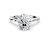 White gold Oval Solitaire Heart Prong Engagement Ring with Tapered Band_55