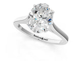 White gold Oval Solitaire Heart Prong Engagement Ring with Tapered Band_56