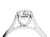 White gold Oval Solitaire Heart Prong Engagement Ring with Tapered Band_59
