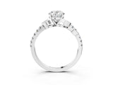 White gold Oval Solitaire Leaf-Inspired Diamond Ring with Pavé Band and Four-Prong Setting_7