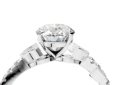 White gold Oval Solitaire Leaf-Inspired Diamond Ring with Pavé Band and Four-Prong Setting_8