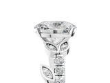 White gold Oval Solitaire Leaf-Inspired Diamond Ring with Pavé Band and Four-Prong Setting_9