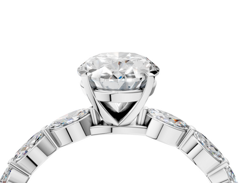 White gold Oval Solitaire Marquise Side Stone Prong Setting Ring_73