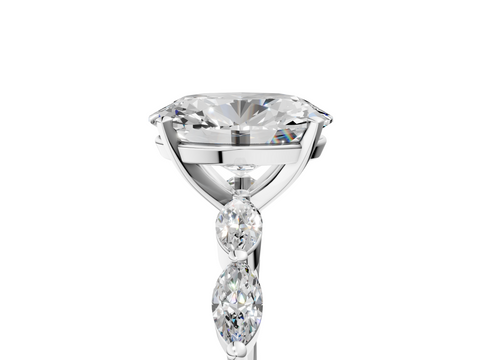 White gold Oval Solitaire Marquise Side Stone Prong Setting Ring_74