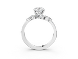 White gold Oval Solitaire Marquise Twist Band with Six-Prong Setting_87