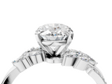 White gold Oval Solitaire Marquise Twist Band with Six-Prong Setting_88
