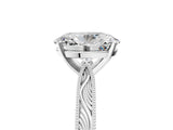 White gold Oval Solitaire Milgrain Engraved Band with Four-Prong Setting_9