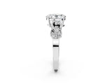 White gold Oval Solitaire Milgrain Leaf Band with Prong Setting_13