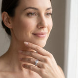 White gold Oval Solitaire Milgrain Leaf Band with Prong Setting_64