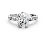 White gold Oval Solitaire Pavé Band Prong Setting Ring_20