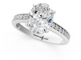 White gold Oval Solitaire Pavé Band Prong Setting Ring_21