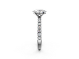 14K White Gold 5.63 Carat E VS1 Oval Diamond Solitaire Pavé Band with Four-Prong Setting