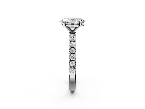 White gold Oval Solitaire Pavé Band with Four-Prong Setting_156