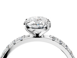 14K White Gold 5.63 Carat E VS1 Oval Diamond Solitaire Pavé Band with Four-Prong Setting