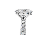 14K White Gold 5.63 Carat E VS1 Oval Diamond Solitaire Pavé Band with Four-Prong Setting