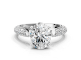 White gold Oval Solitaire Pavé Diamond Engagement Ring with Four-Prong Setting_157