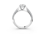 White gold Oval Solitaire Pavé Diamond Engagement Ring with Four-Prong Setting_160
